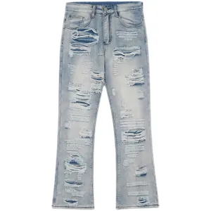 American high street damage ripped straight jeans