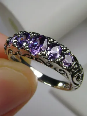 Amethyst Ring, Size 5, Five-stone Georgian Ring, Victorian Jewelry #D19 - Ready to Ship