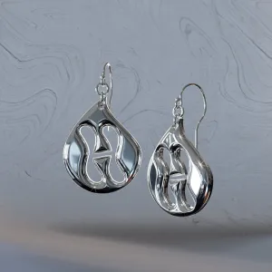 Aqua Drop Initial Earrings