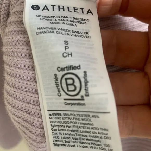 Athleta Hanover V Neck Merino Wool Sweater Size Small
