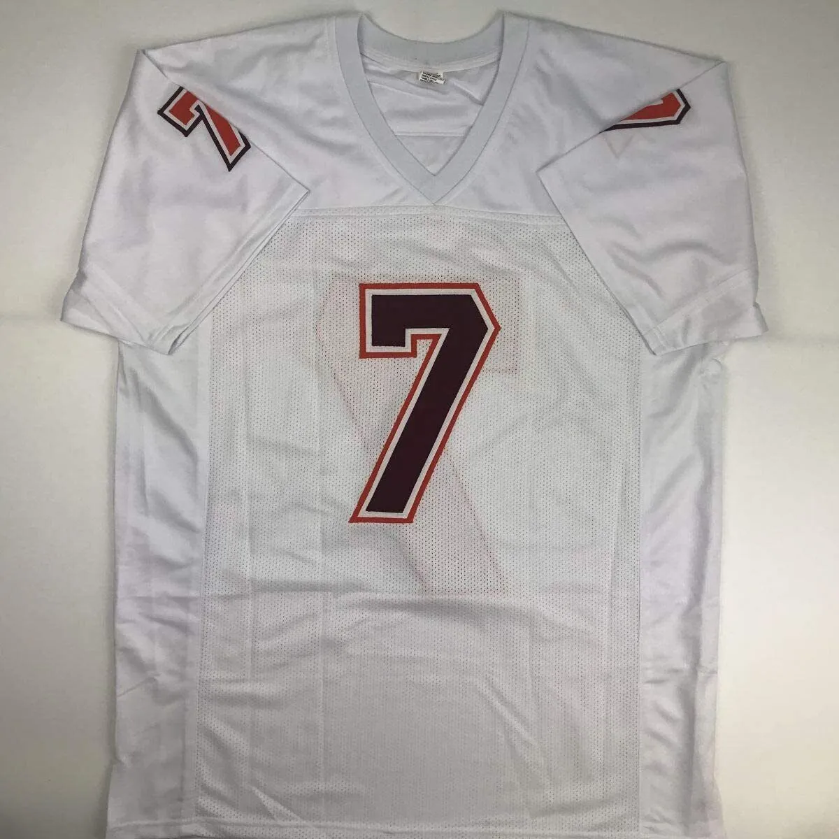 Autographed/Signed MICHAEL MIKE VICK Virginia Tech White College Jersey JSA COA