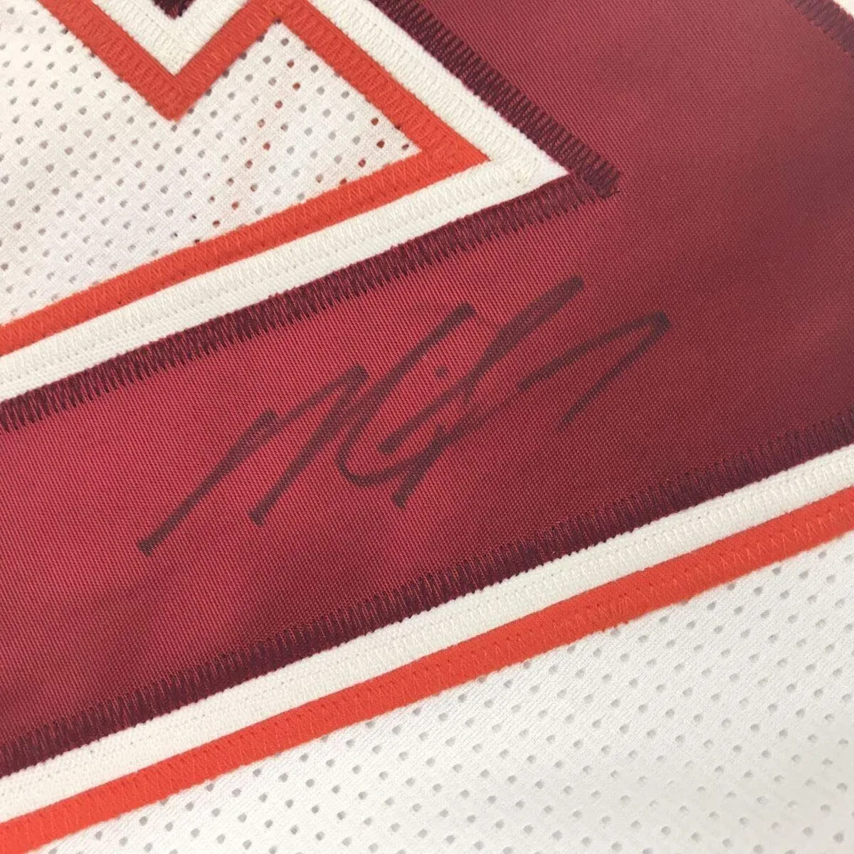 Autographed/Signed MICHAEL MIKE VICK Virginia Tech White College Jersey JSA COA