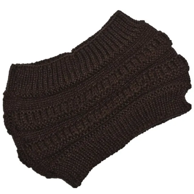 autumn winter Ponytail Beanie hat Women Stretch Knitted Beanies cap