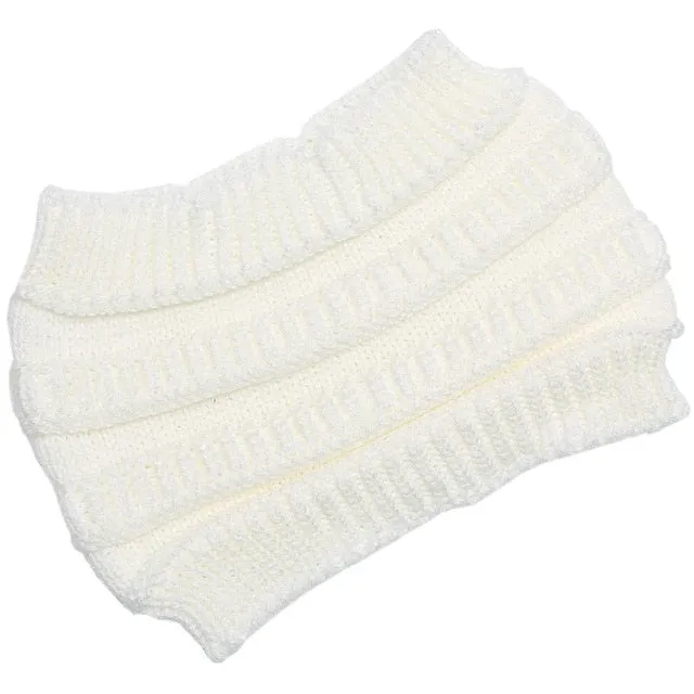 autumn winter Ponytail Beanie hat Women Stretch Knitted Beanies cap