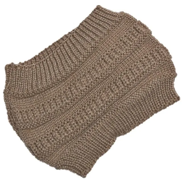 autumn winter Ponytail Beanie hat Women Stretch Knitted Beanies cap