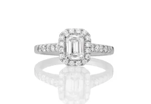 Ava Lab Grown Diamond Halo Emerald Cut Engagement Ring