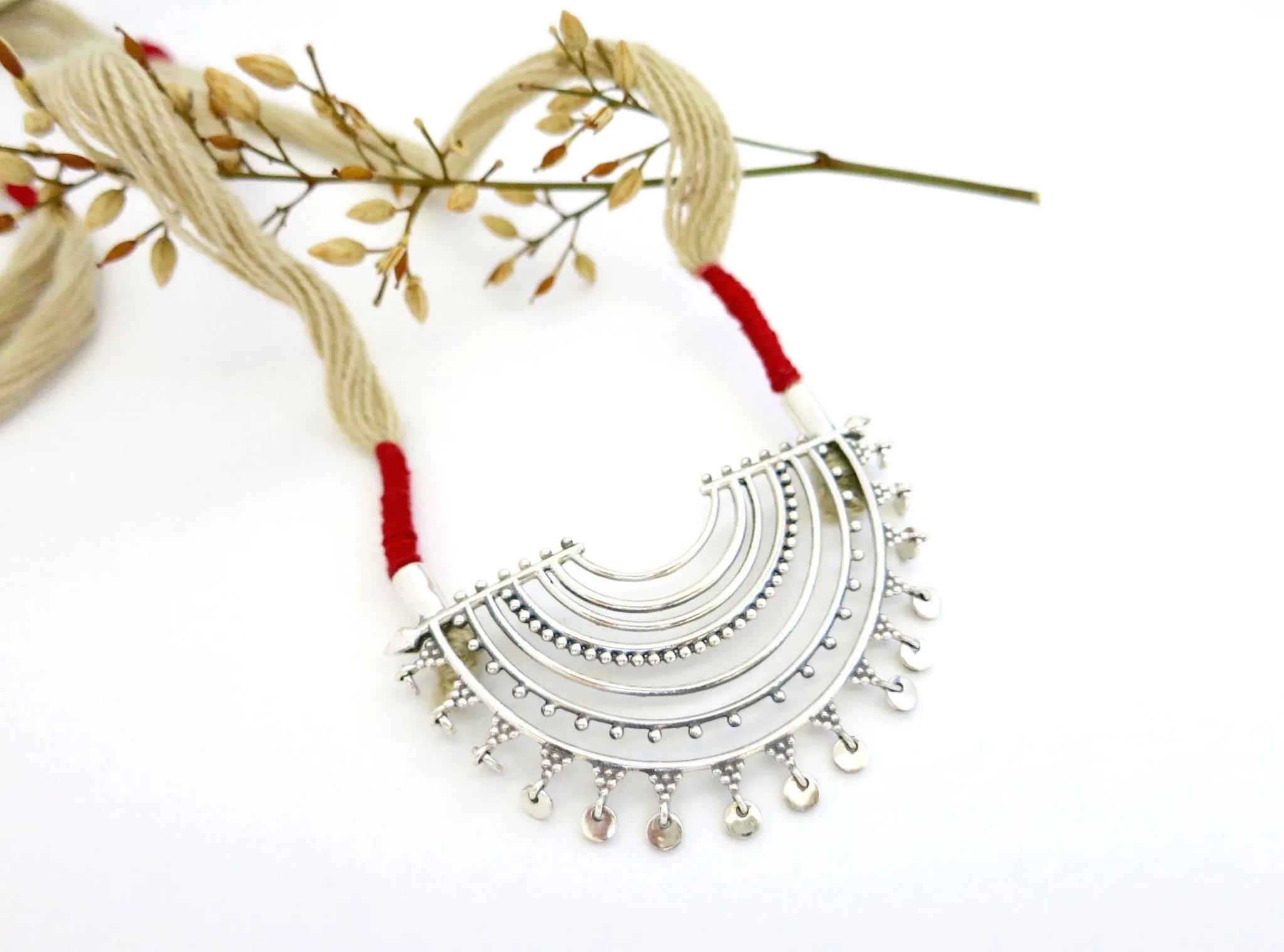BAHATI half-round pendant necklace with granulation work