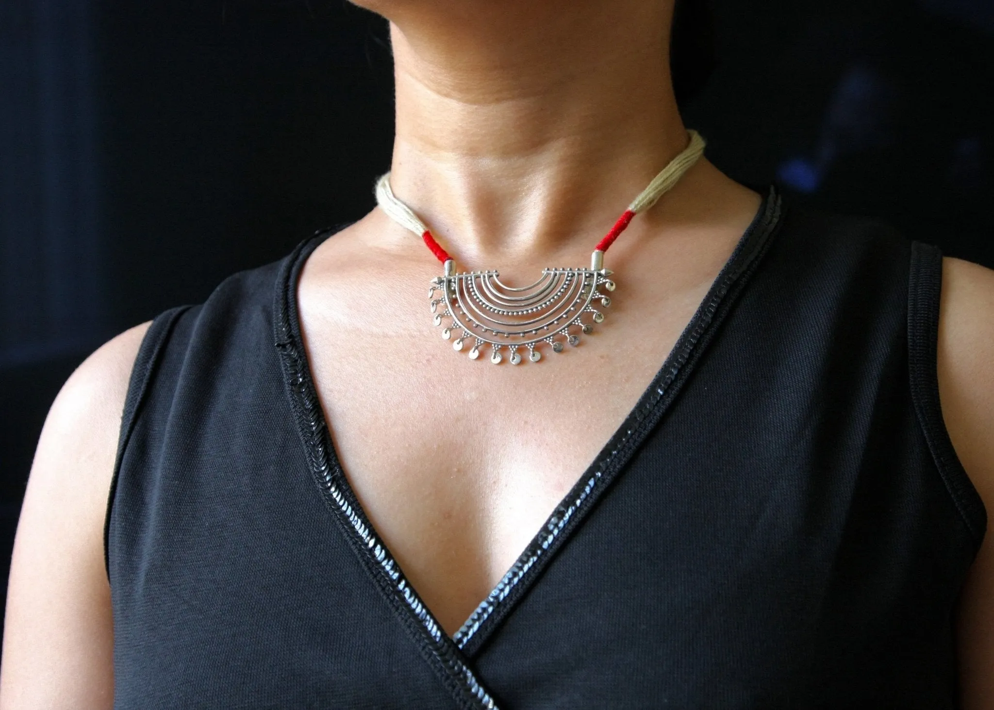 BAHATI half-round pendant necklace with granulation work