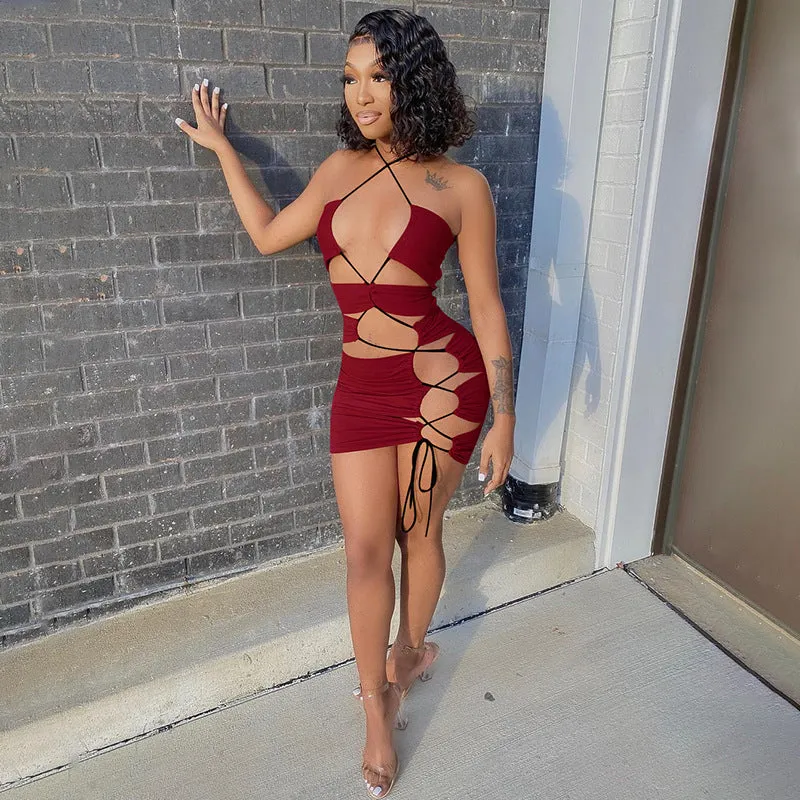 Bandage Hollow Dress Backless Summer Dresses