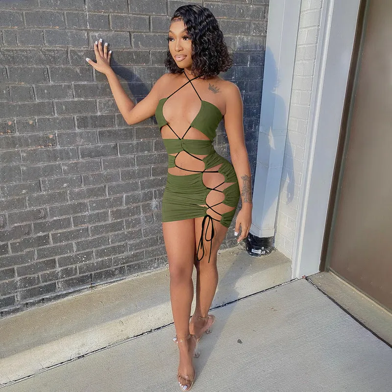 Bandage Hollow Dress Backless Summer Dresses