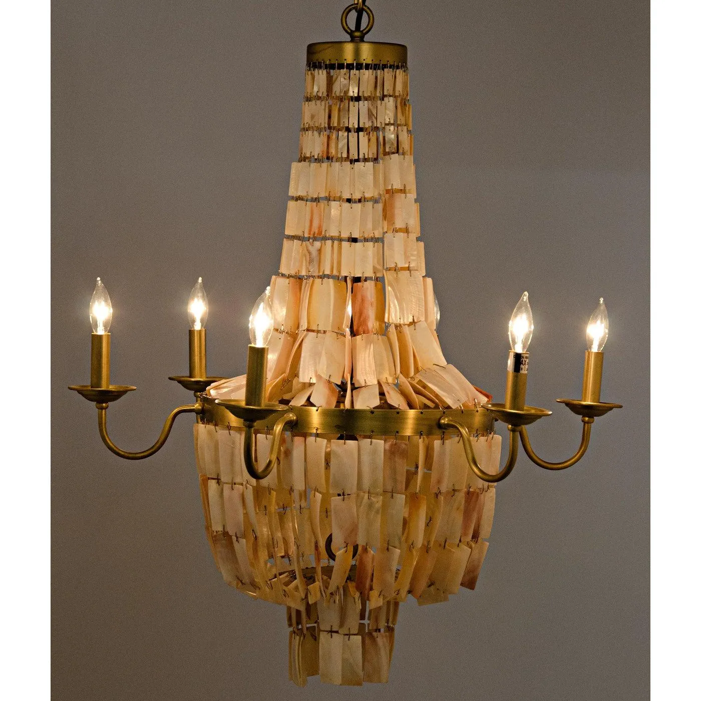Bijou Chandelier, Antique Brass, Metal and Shells