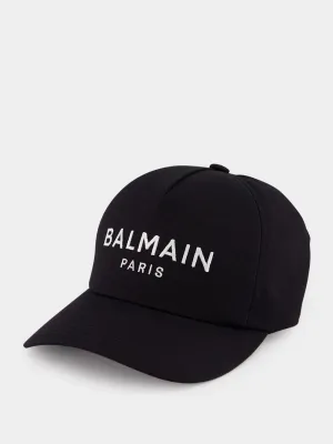 Black Cotton Cap with Embroidery