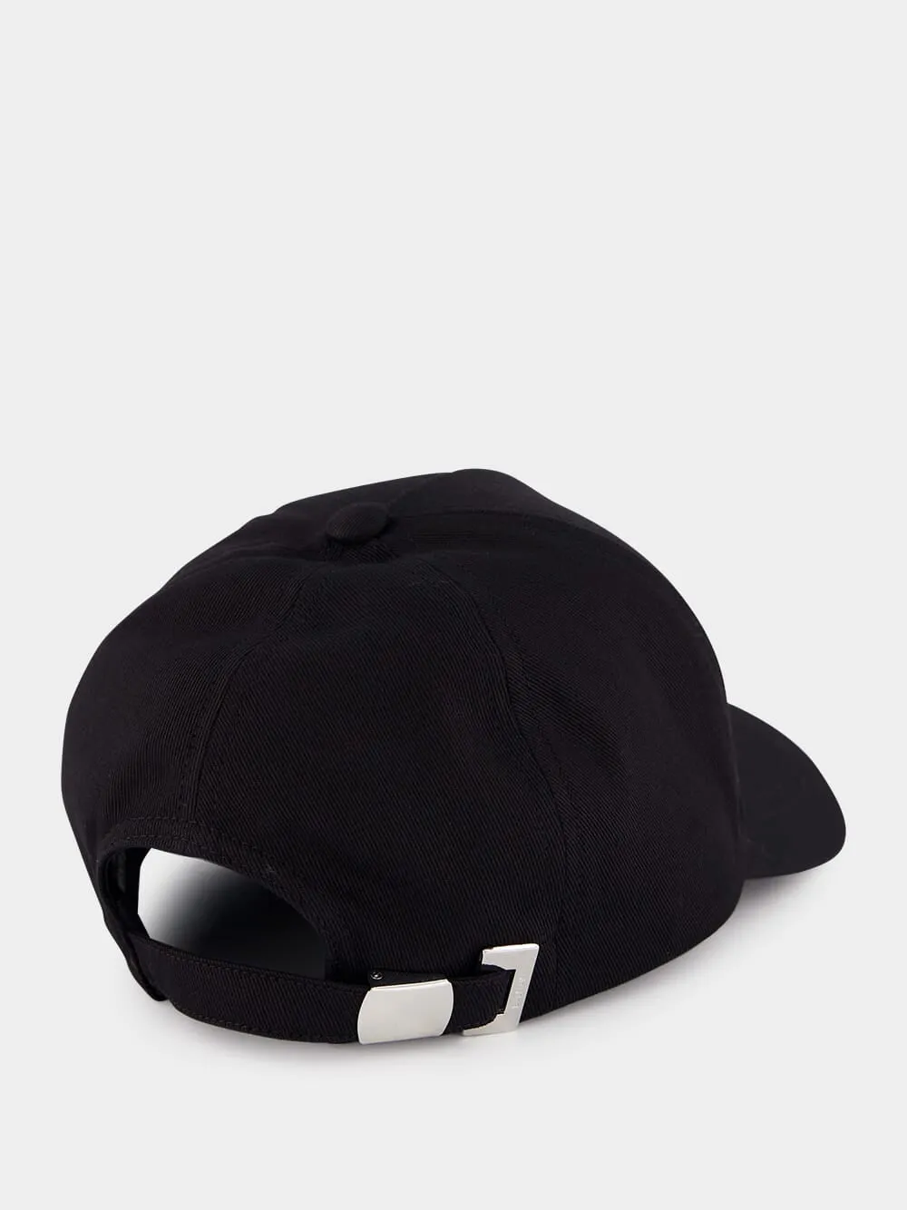 Black Cotton Cap with Embroidery