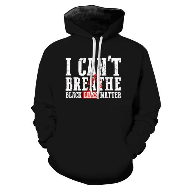 Black Lives Matter 3D Printed Hoodie Sweatshirts I Can't Breathe George Floyd Hoodie Streetwear Hip Hop Streetwear Hoodies