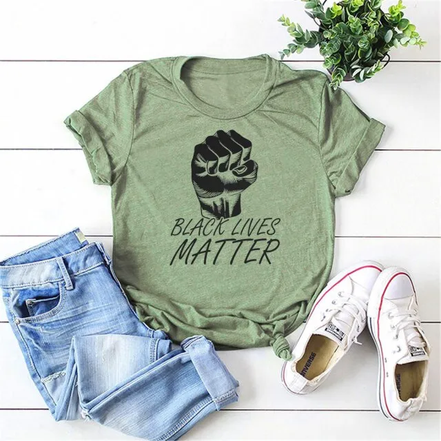 Black Lives Matter Stand Up Shirt Power Fist Black Power T-shirt Anti Racist Equality Shirt RIP George Floyd Tees Casual Tops