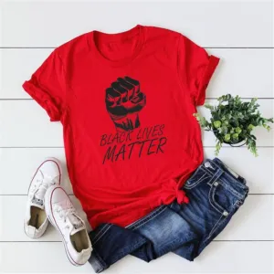 Black Lives Matter Stand Up Shirt Power Fist Black Power T-shirt Anti Racist Equality Shirt RIP George Floyd Tees Casual Tops