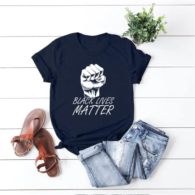 Black Lives Matter Stand Up Shirt Power Fist Black Power T-shirt Anti Racist Equality Shirt RIP George Floyd Tees Casual Tops