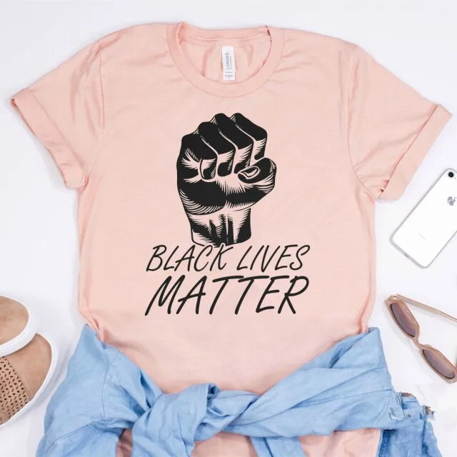 Black Lives Matter Stand Up Shirt Power Fist Black Power T-shirt Anti Racist Equality Shirt RIP George Floyd Tees Casual Tops