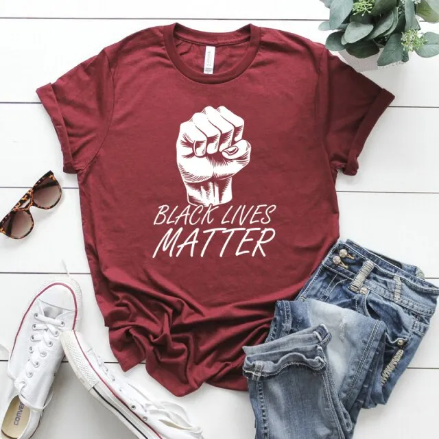 Black Lives Matter Stand Up Shirt Power Fist Black Power T-shirt Anti Racist Equality Shirt RIP George Floyd Tees Casual Tops