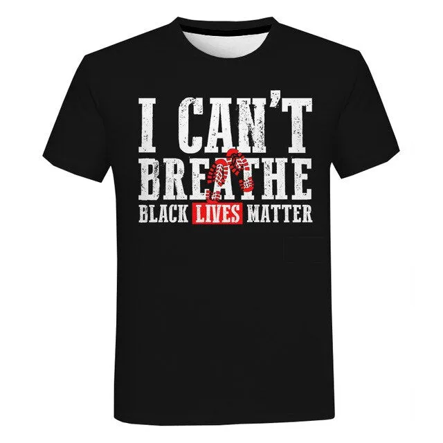 Black Lives Matter T Shirts Fashion Men and Women T-shirt Short Sleeve Unisex I Can't Breathe George Floyd Tshirt Streetwear