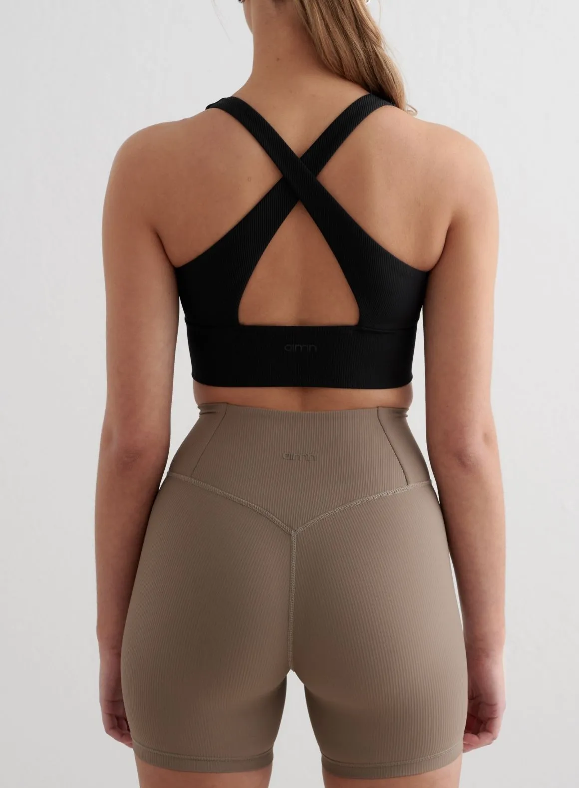 Black Ribbed Performance Zipped Bra