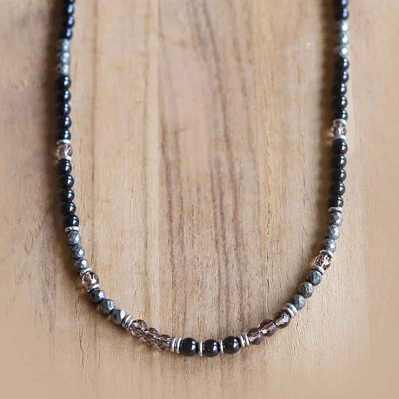 Black Tourmaline and Smoky Quartz Necklace