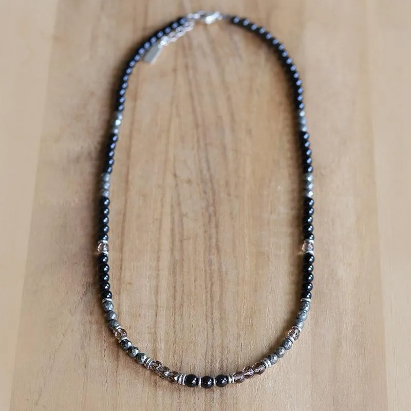 Black Tourmaline and Smoky Quartz Necklace