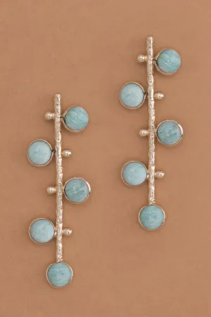 Blue Green Single Drop Earrings