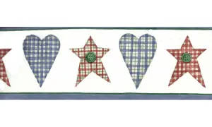 Blue Hears Red Stars BT77715 Wallpaper Border