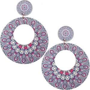 Blue Pink Multicolor Kaleidoscope Pattern Earrings