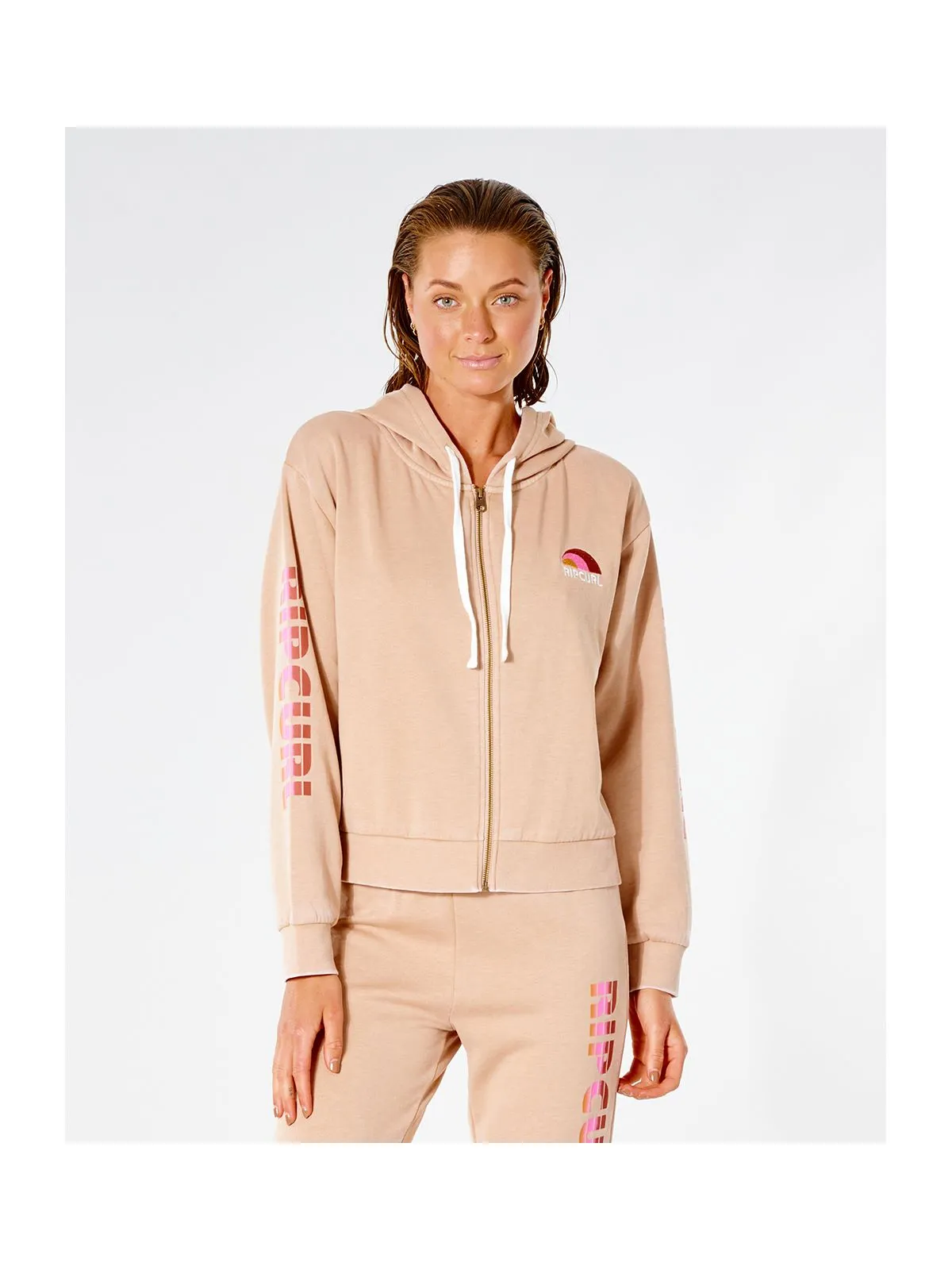 Bluza dresowa damska RIP CURL Wave Shapers Zip Through - beżowy
