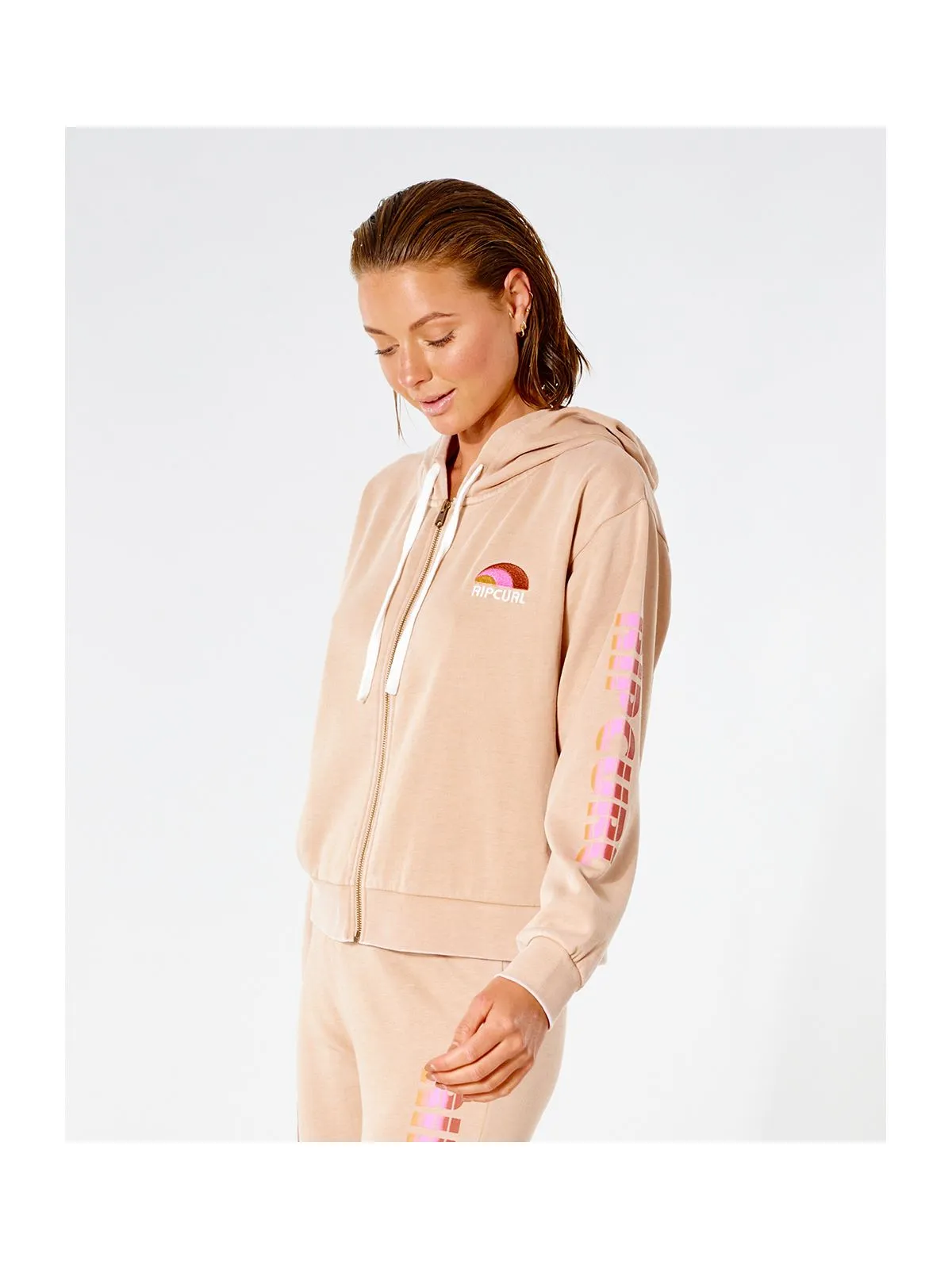 Bluza dresowa damska RIP CURL Wave Shapers Zip Through - beżowy