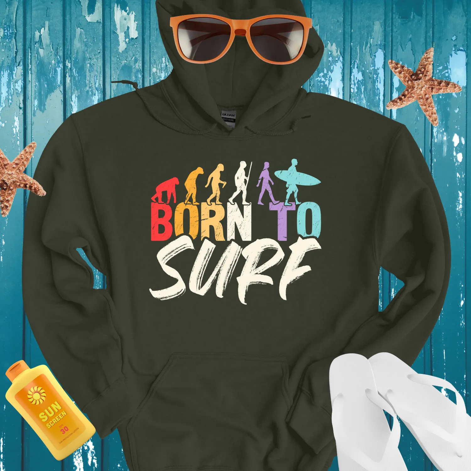 Born To Surf Hoodie Evolution Design For Surfers