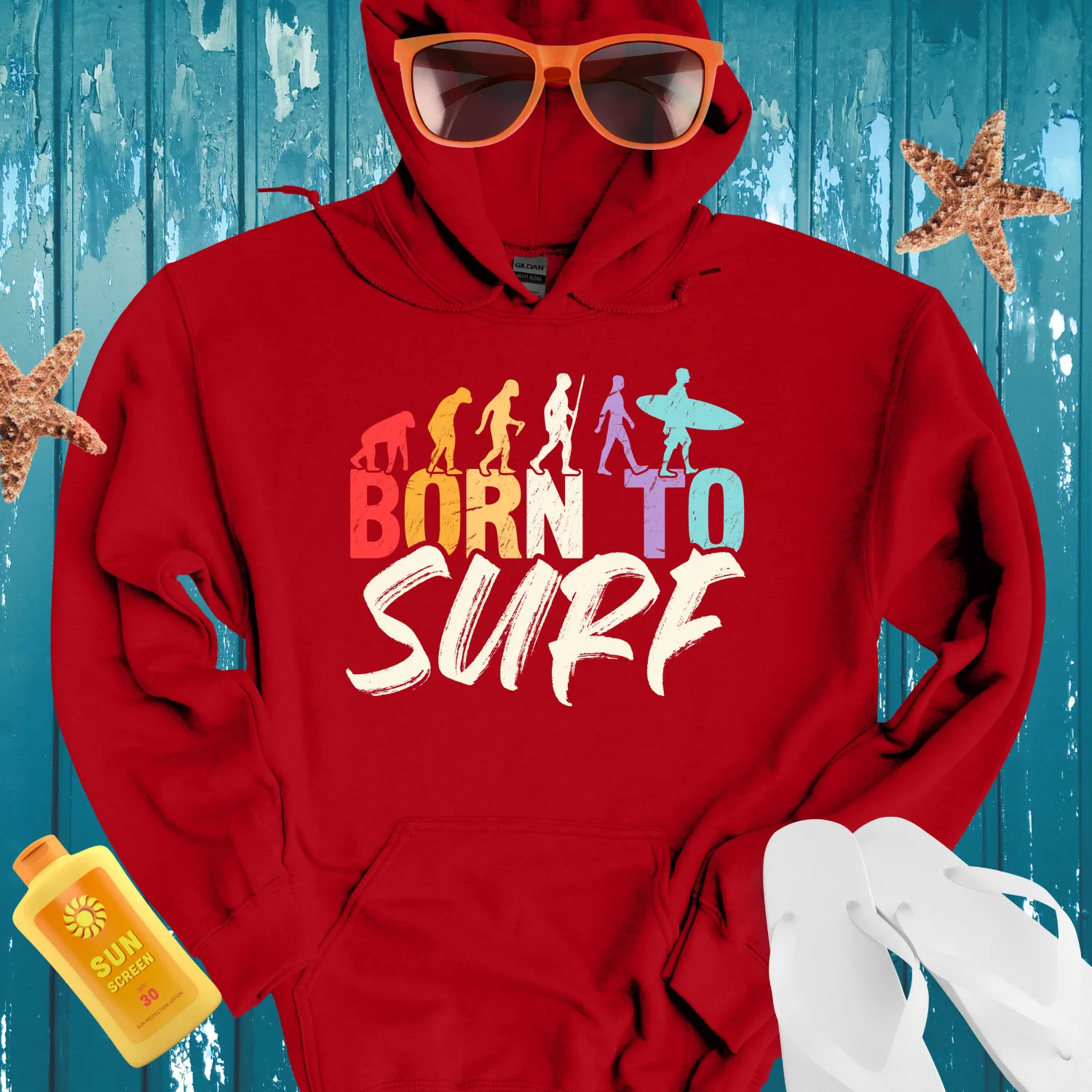 Born To Surf Hoodie Evolution Design For Surfers