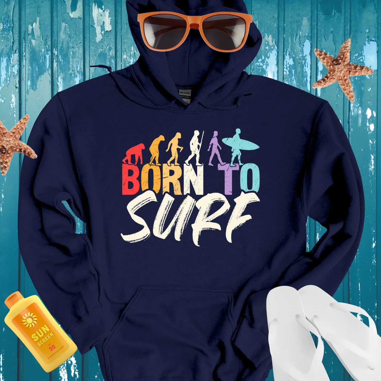 Born To Surf Hoodie Evolution Design For Surfers