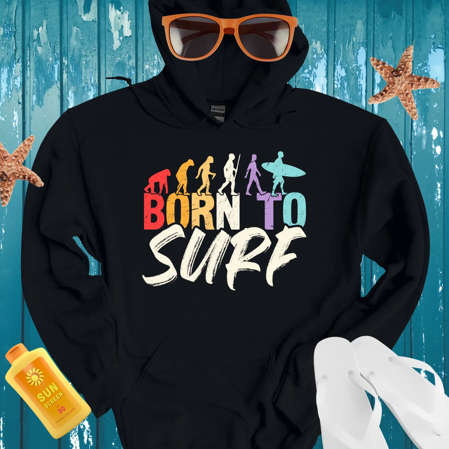 Born To Surf Hoodie Evolution Design For Surfers