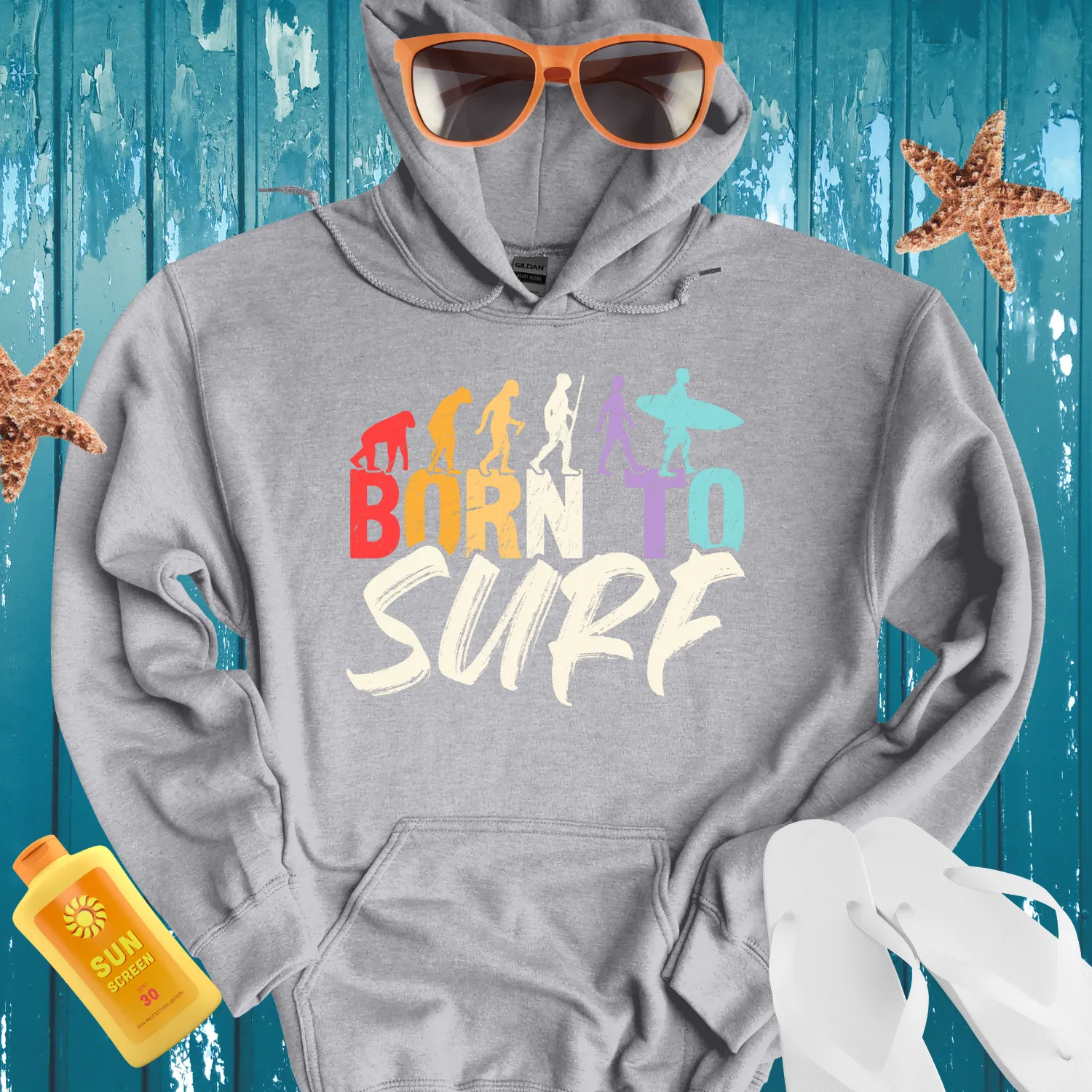 Born To Surf Hoodie Evolution Design For Surfers