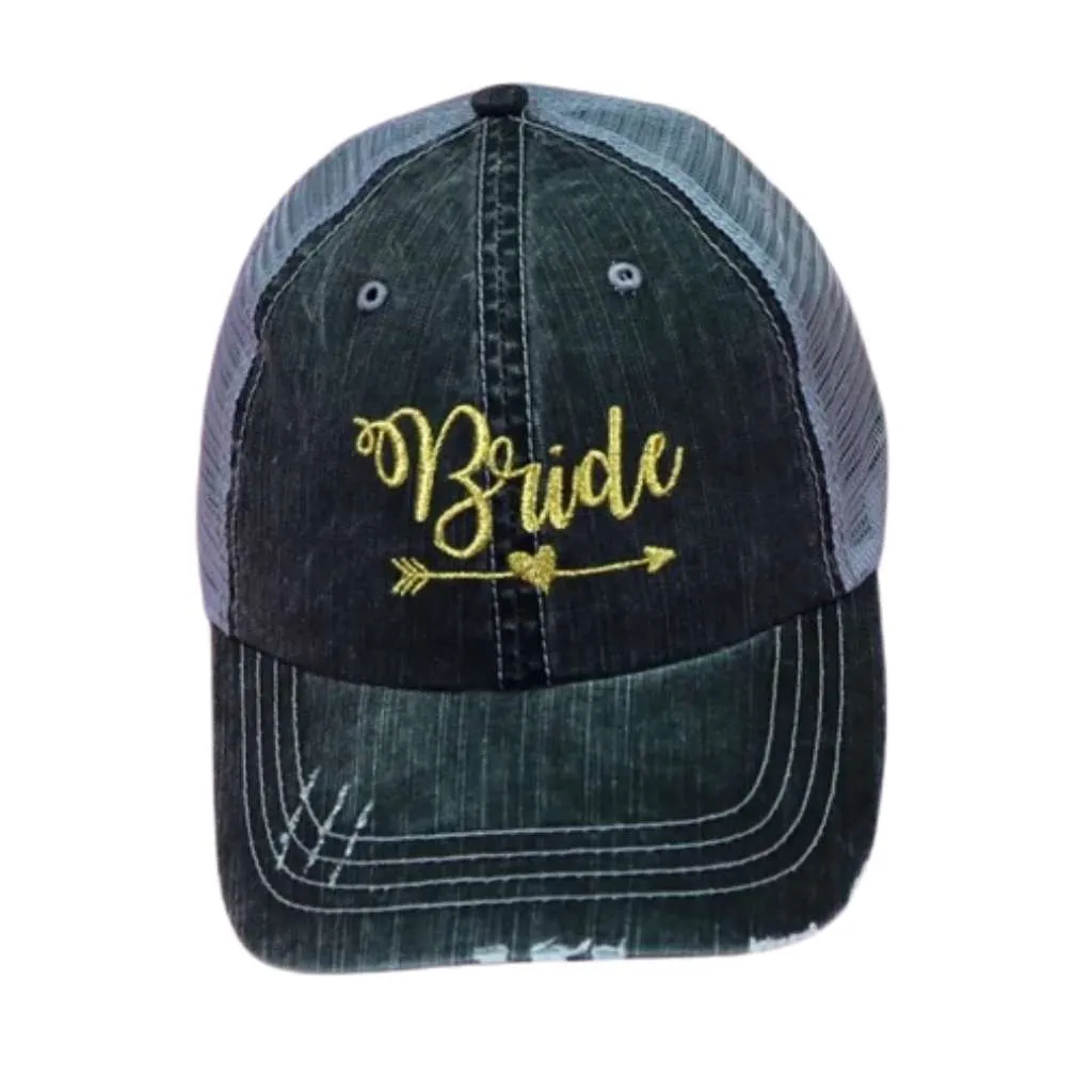 Bride Embroidered Distressed Trucker Hat