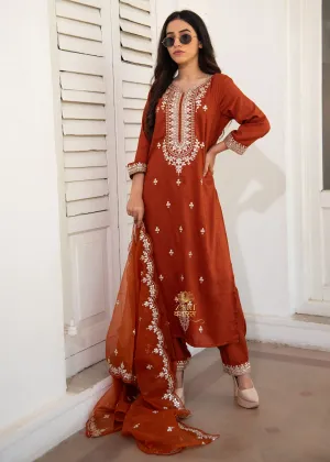 Brown Sienna Bloom Thread Suit-Set of 3