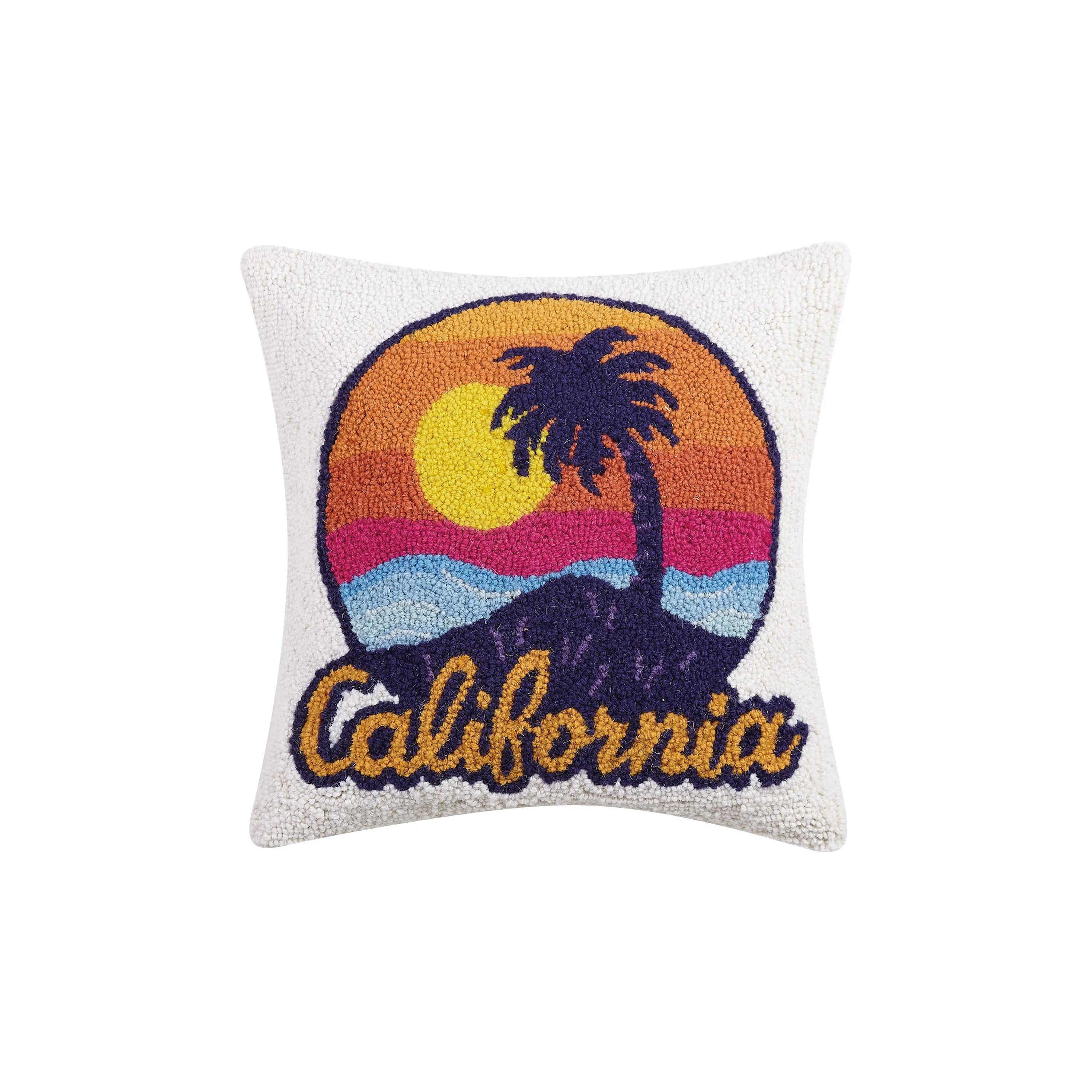California Retro Palm Sunset Throw Pillow