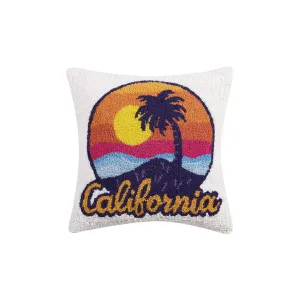 California Retro Palm Sunset Throw Pillow