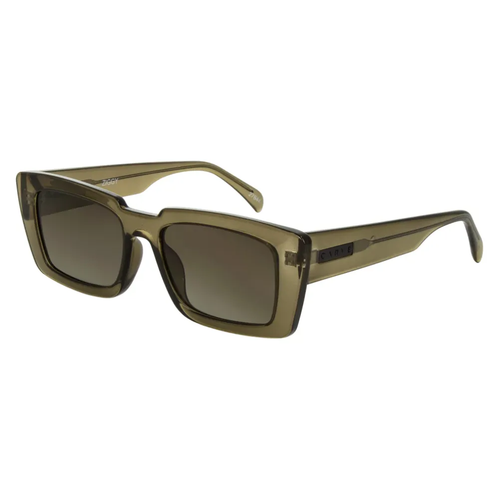 Carve Ziggy Sunglass - Crystal Olive Leaf - Brown Gradient Lens