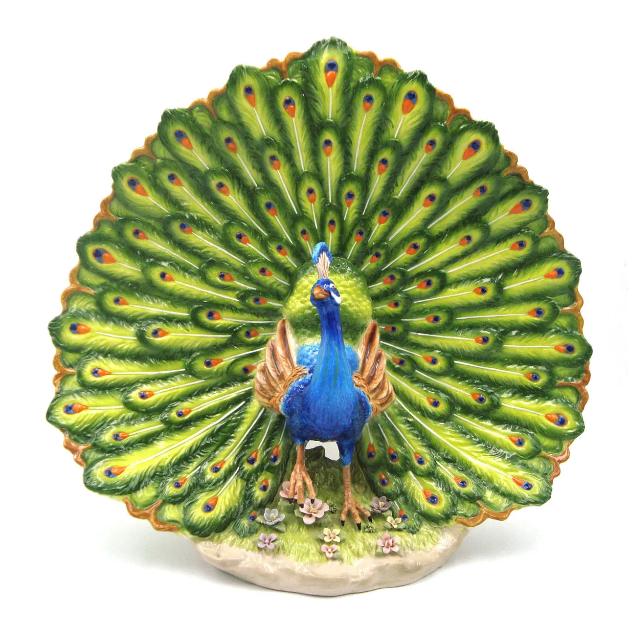 Ceramic Peacock With Opened Tail Centerpiece, Home Décor, Gift for Her, Gift for Mom, Kitchen Décor, Nature Lover Gift