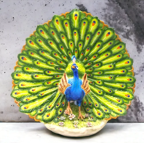 Ceramic Peacock With Opened Tail Centerpiece, Home Décor, Gift for Her, Gift for Mom, Kitchen Décor, Nature Lover Gift