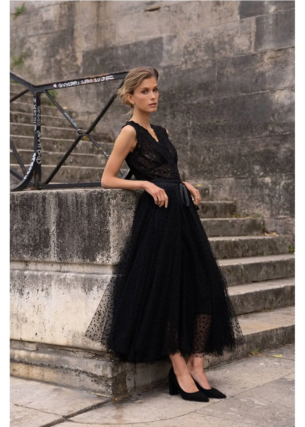 Choklate Paris Heart 50's Tulle Skirt Black