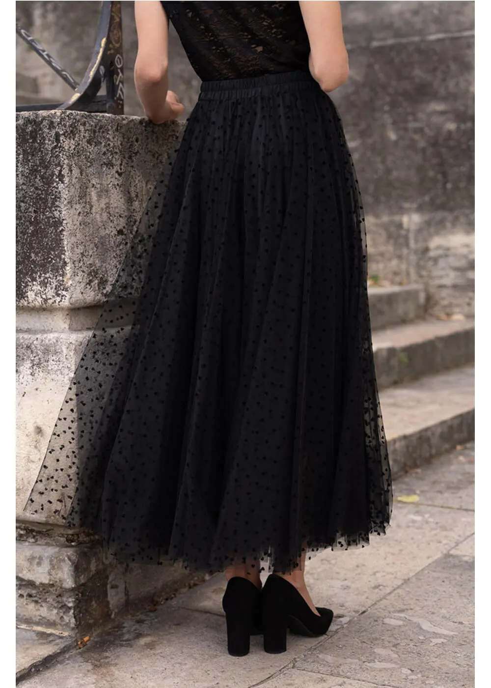 Choklate Paris Heart 50's Tulle Skirt Black