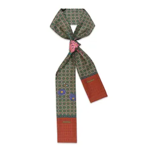Chowxiaodou Printed Twill Silk Narrow Scarf-Red