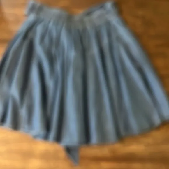 Cleobella Chambray A Line Mini Skirt Tie Elastic Waist Size Small NWT