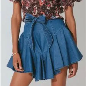 Cleobella Chambray A Line Mini Skirt Tie Elastic Waist Size Small NWT