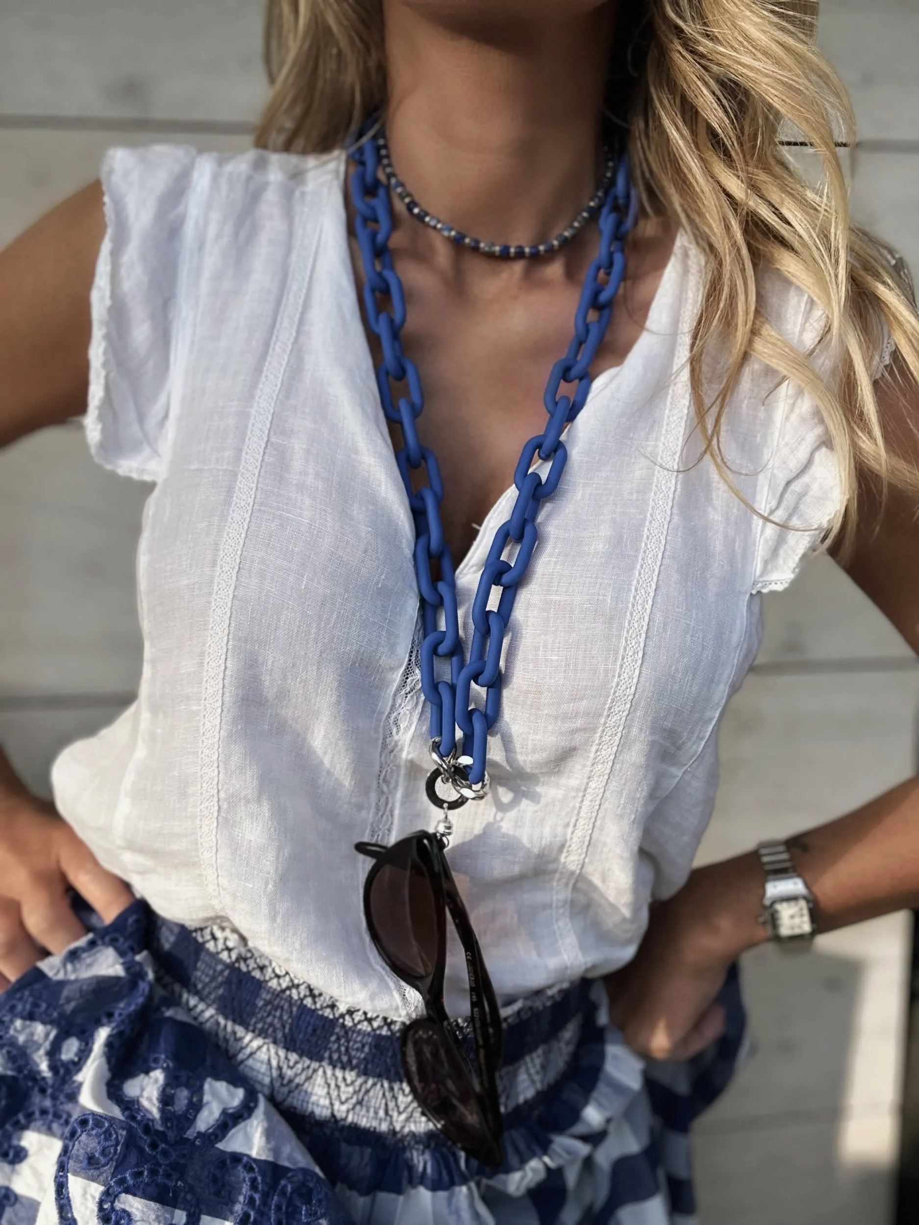 Collana per Occhiali Jelly con Magnete Blu Elettrico